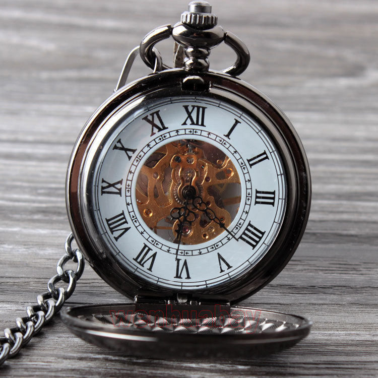 Thumbnail: Vintage Skeleton Pocket Watch Necklace for Men & Women