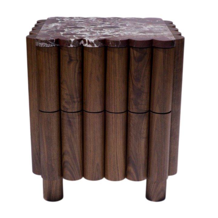 Luxury Marble Top Solid Wood Nightstand – Modern Italian Style Accent Side Table