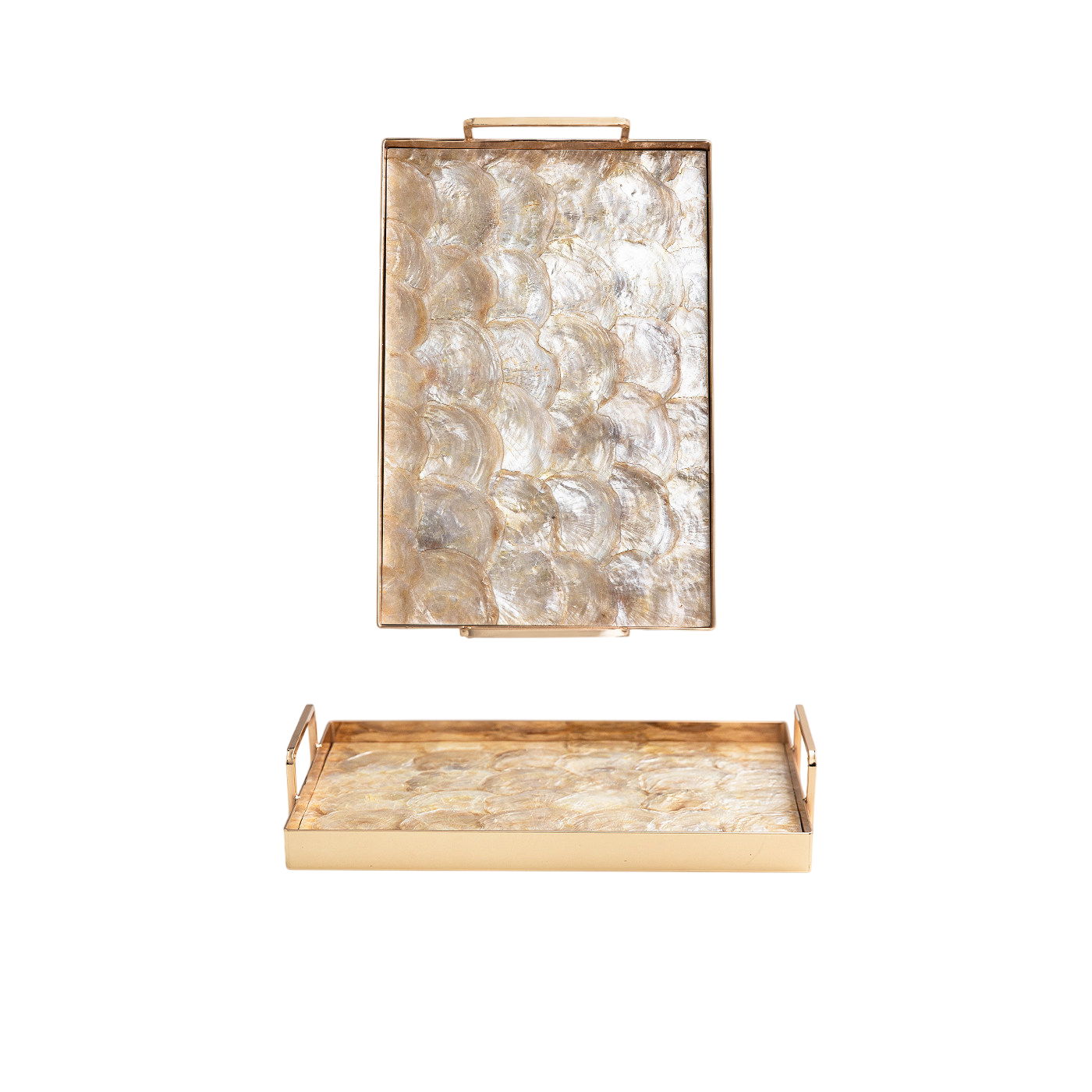 Luxury Mother of Pearl Decorative Tray Gold Vanity Serving Tray