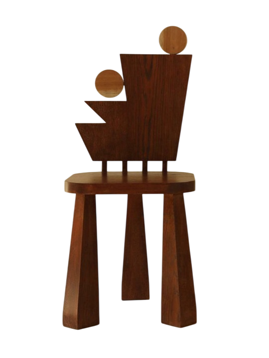 Modern Geometric Solid Wood Dining Chair – Artistic Walnut Finish Accent Chair