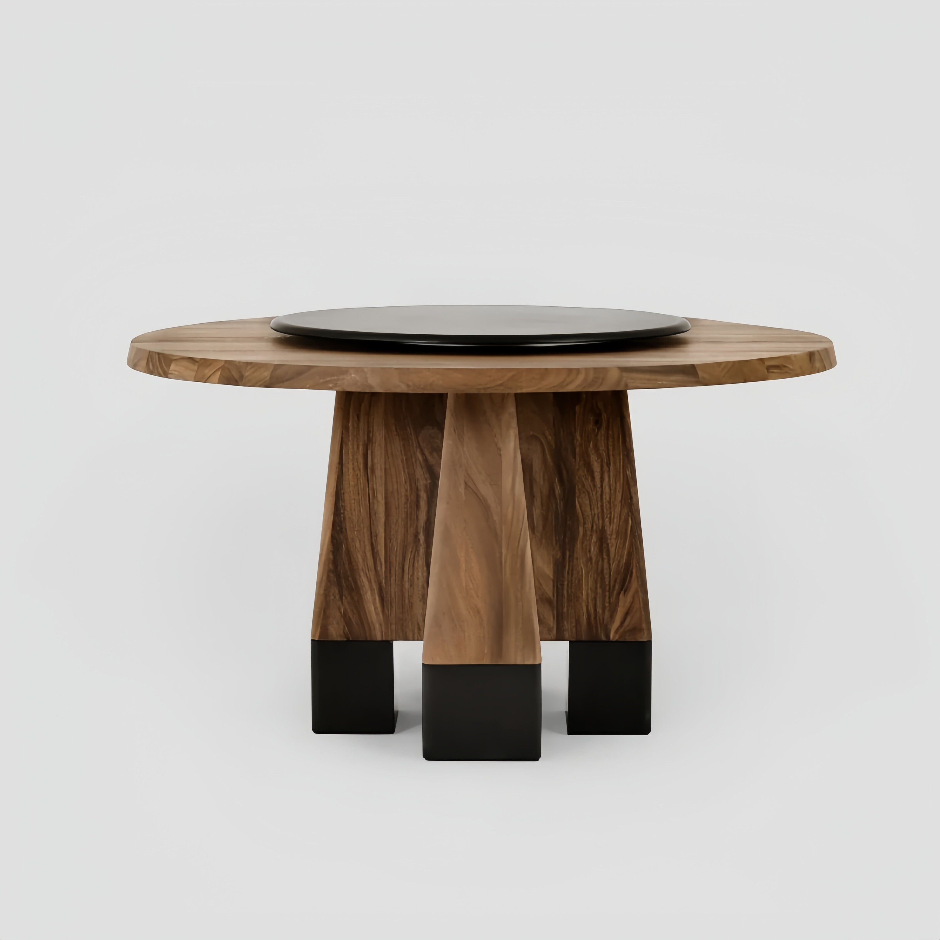 Modern Solid Wood Round Dining Table – Minimalist Pedestal Base Kitchen Table