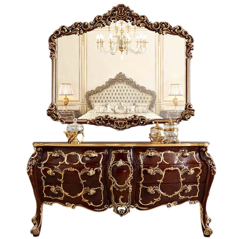 Luxury European Rococo Dresser with Mirror