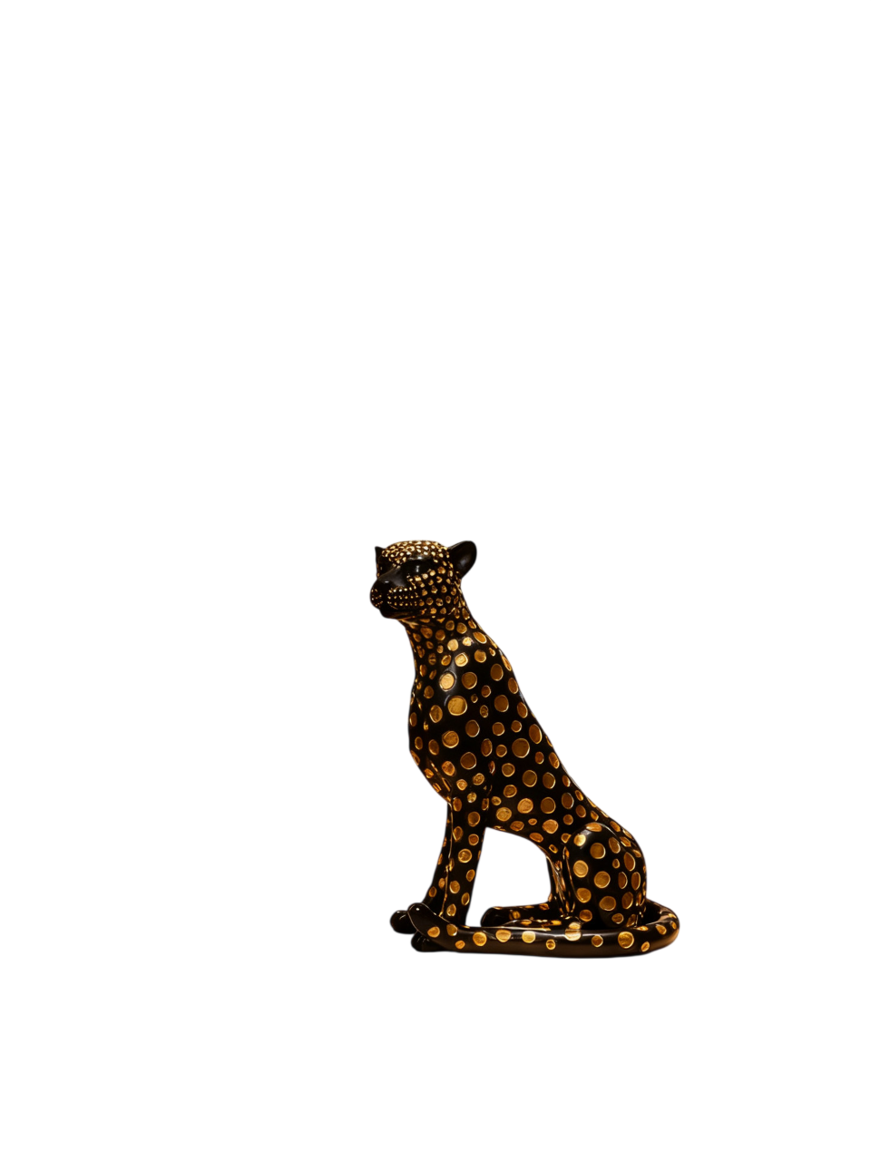 Modern Luxury Black and Gold Leopard Statue, Floor-Standing Sculpture
