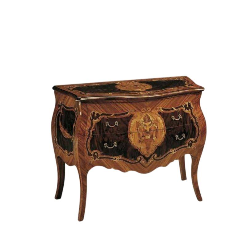 Luxury French Bombe Chest of Drawers, Antique Solid Wood Accent Cabinet