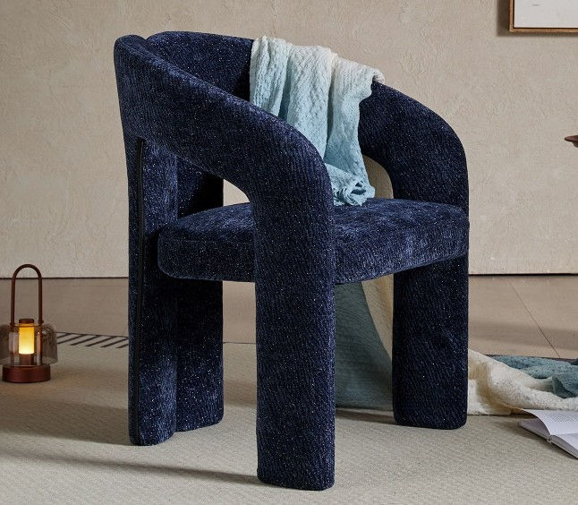 Thumbnail: Modern Luxury Chenille Accent Chair with Curved Armrests