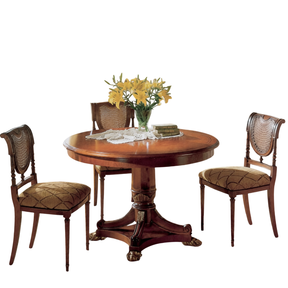 Luxury Solid Wood Round Dining Table Set for 4