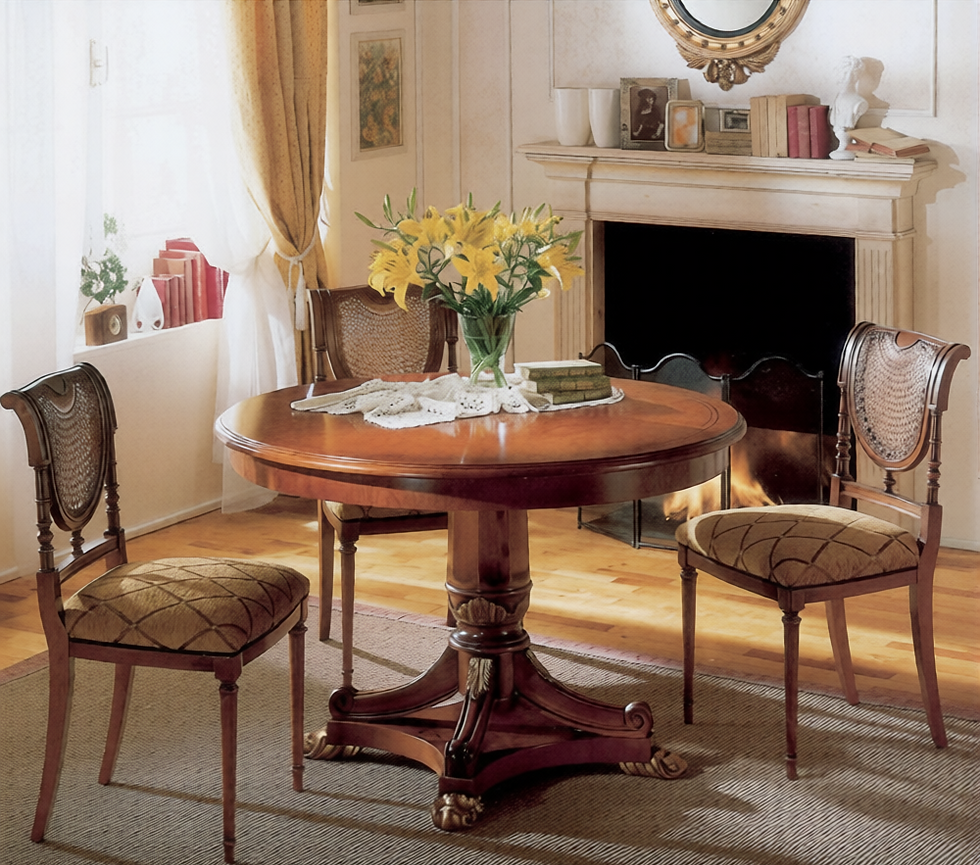 Thumbnail: Luxury Solid Wood Round Dining Table Set for 4
