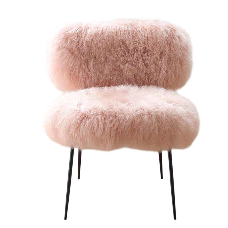 Nordic Sheepskin Accent Chair Plush Wool Lounge Chair, Modern Single Armchair