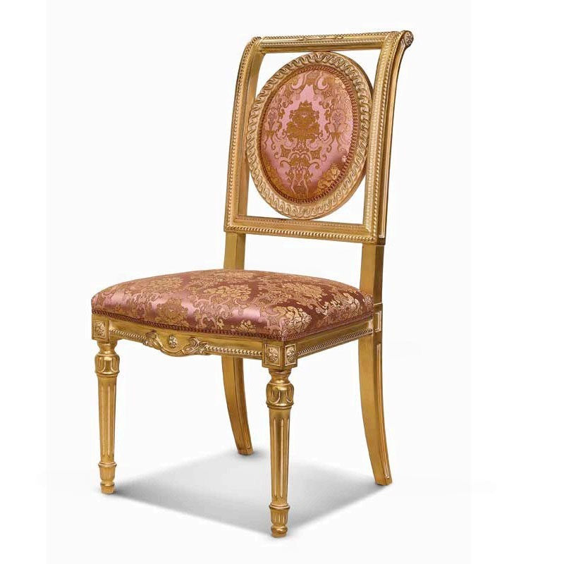 Luxury Vintage Upholstered Dining Chair, Hand-Carved Solid Wood Accent Chair