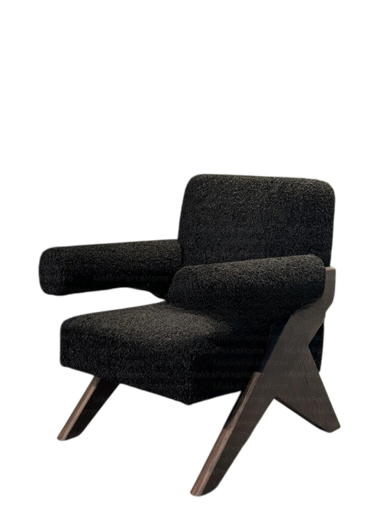 Modern Wabi-Sabi Accent Lounge Chair with Textured Upholstery