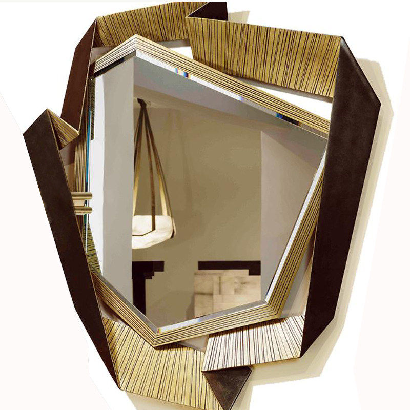 Modern Geometric Wall Mirror Luxury Irregular Decorative Accent Mirror