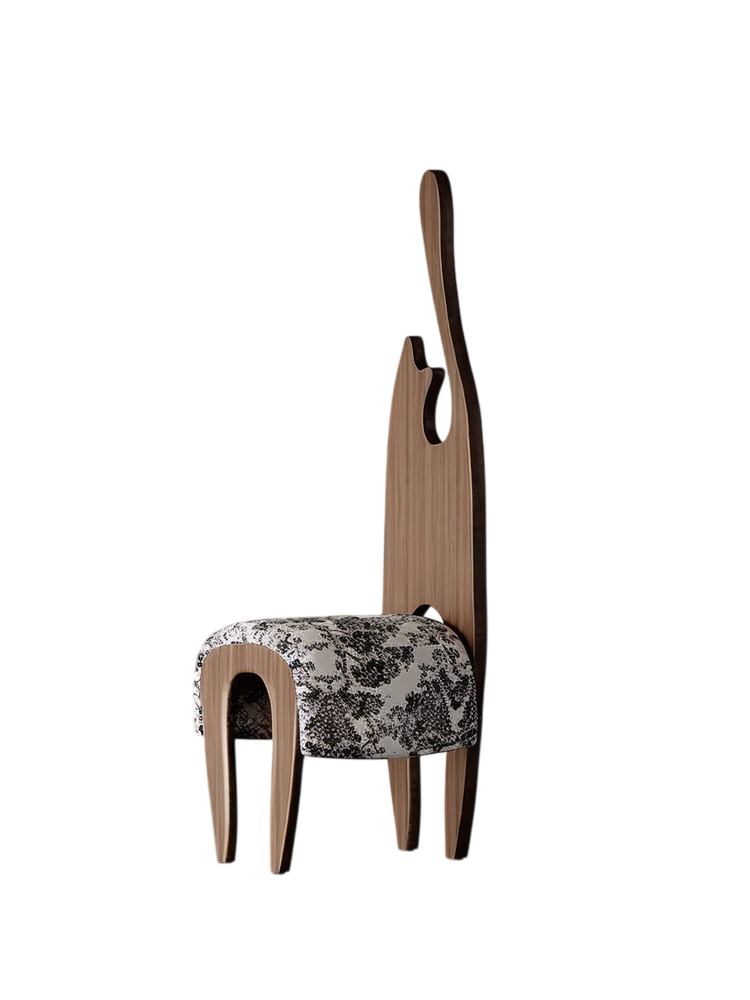Artistic High Back Solid Wood Dining Chair with Upholstered Seat