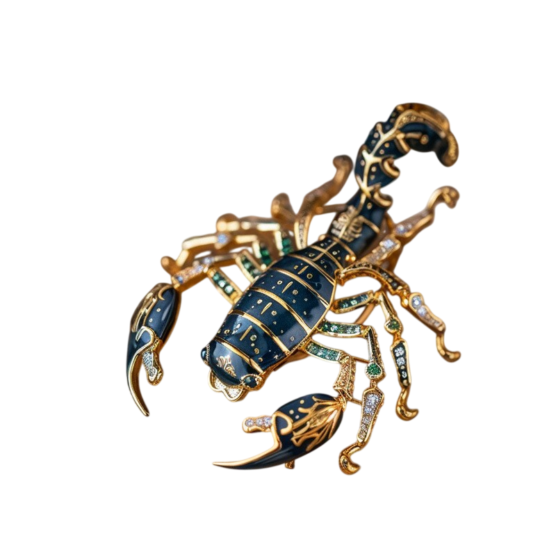 Luxury Scorpion Brooch Pin Gold Tone Enamel Crystal Scorpion Animal Brooch