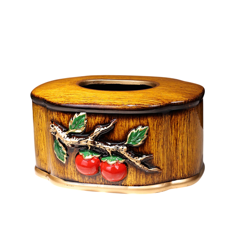 Vintage Oval Decorative Tissue Box Cover, Rustic Tabletop Napkin Holder