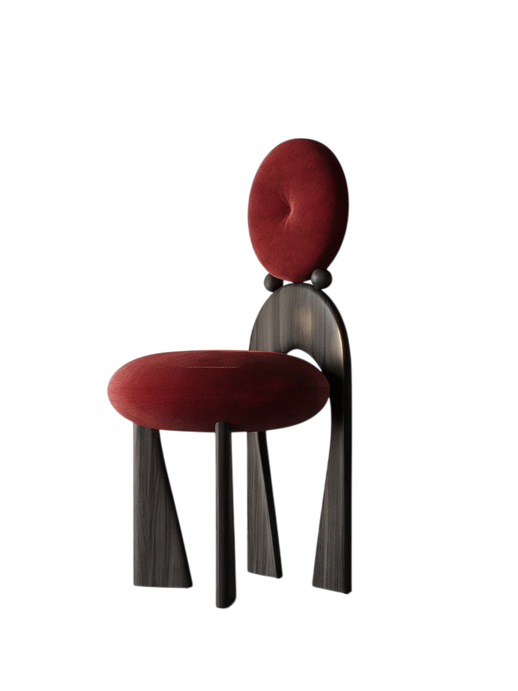 Modern Sculptural Velvet Dining Chair with High Backrest