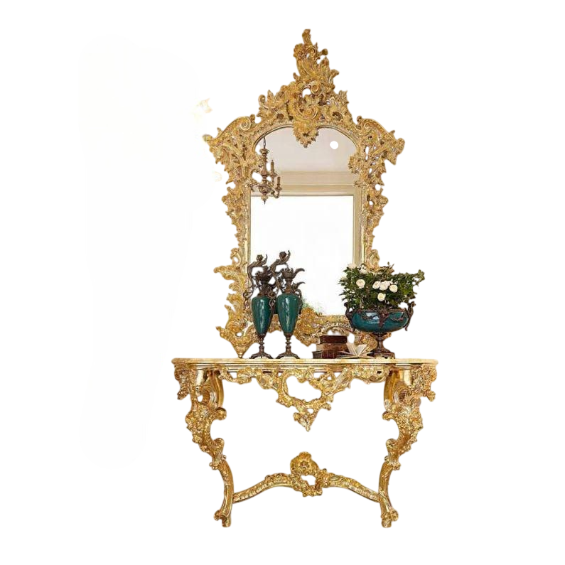 Luxury Rococo Console Table and Mirror Set