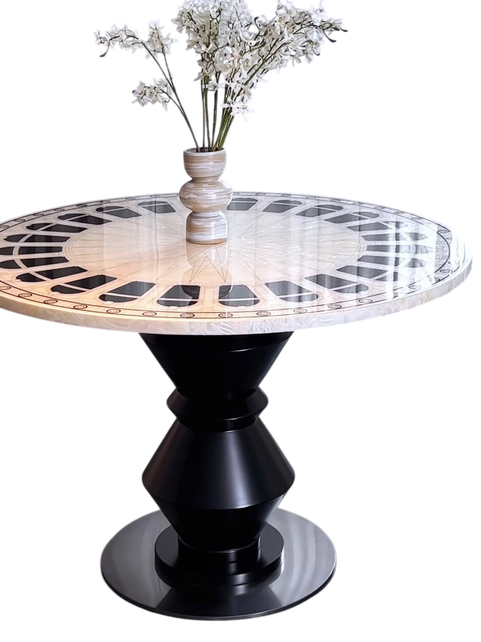 Modern Luxury Round Dining Table – Designer Marble Style Pedestal Table