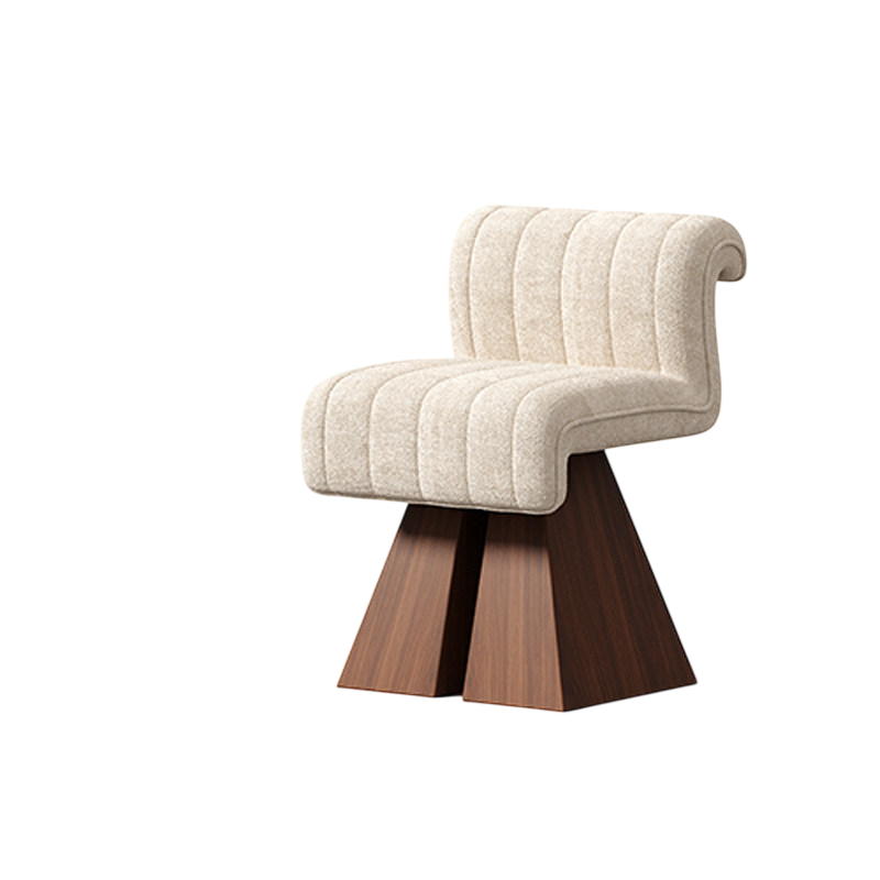 French Vintage Swivel Vanity Chair, Luxury Boucle Makeup Stool