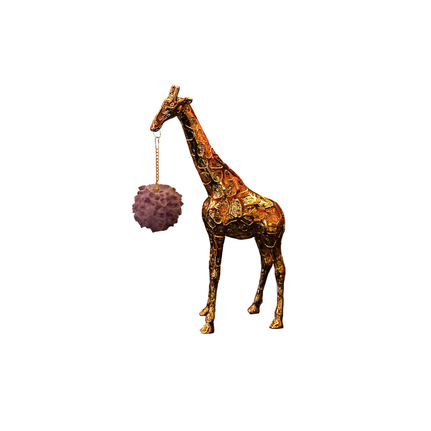 Gold Giraffe Decorative Figurine with Crystal Accent, Modern Animal Sculpture