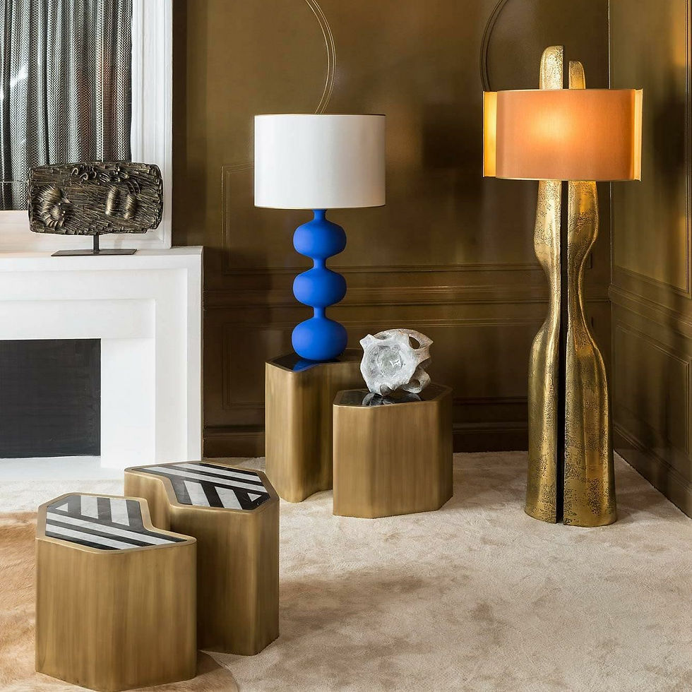 Thumbnail: Luxury Modern Floor Lamp with Metal Sculptural Base, Designer Standing Lamp 