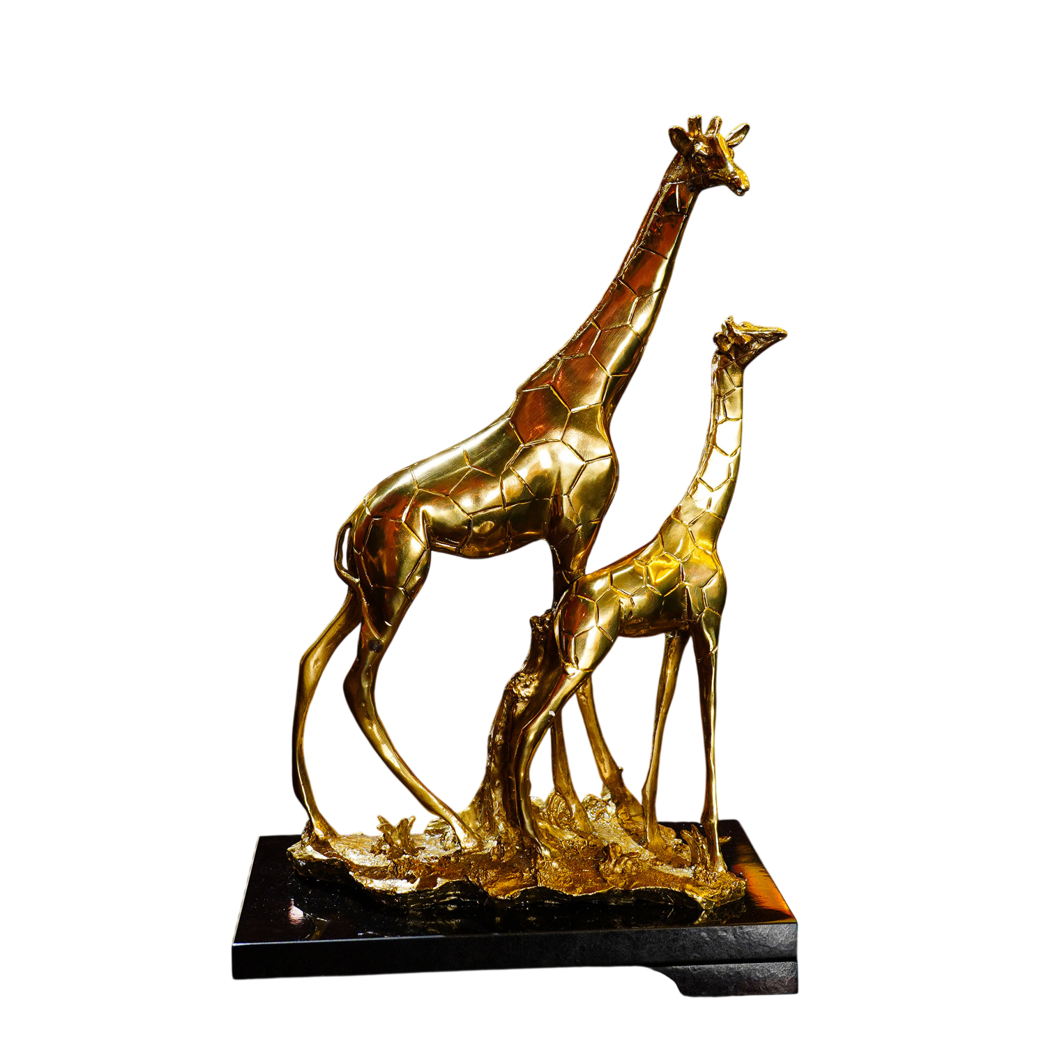 Gold Giraffe Sculpture Set Modern Decorative Figurines, Brass Finish