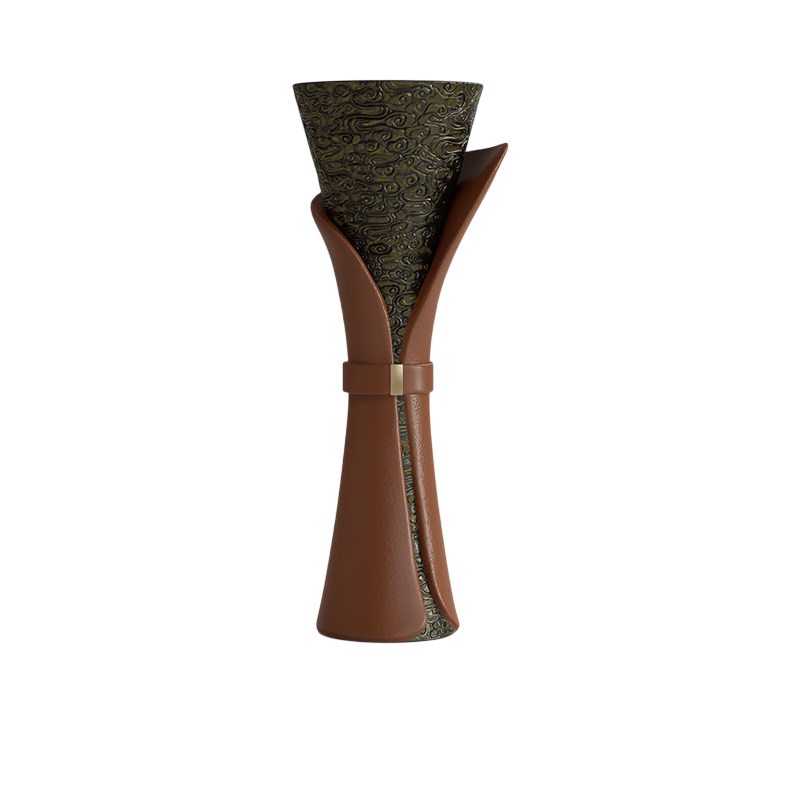 Luxury Sculptural Pedestal Stand, Modern Black & Gold Decorative Column