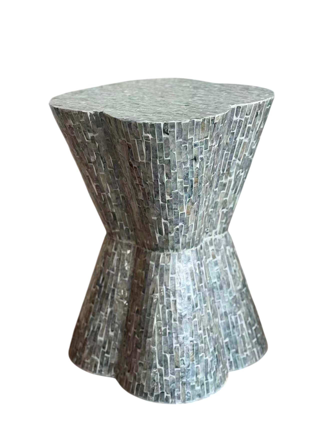 Mother of Pearl Accent Side Table, Handmade Shell Inlay End Table