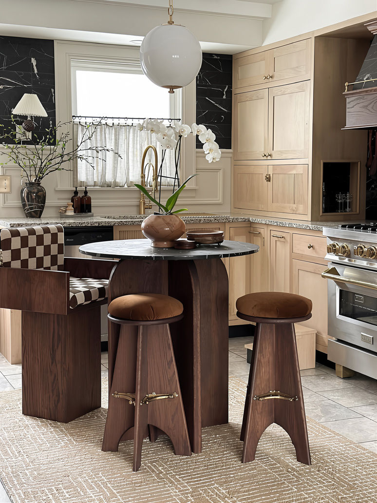 Thumbnail: Modern Solid Wood Bar Stool Upholstered Counter Height Stool