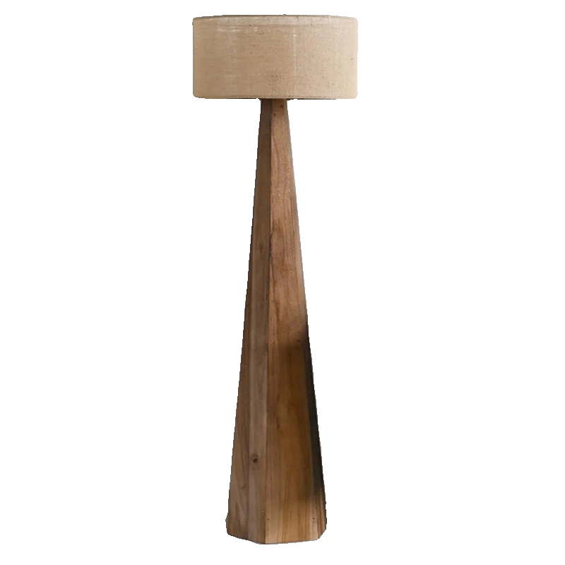 Modern Wooden Floor Lamp with Fabric Shade, Minimalist LED Standing Lamp