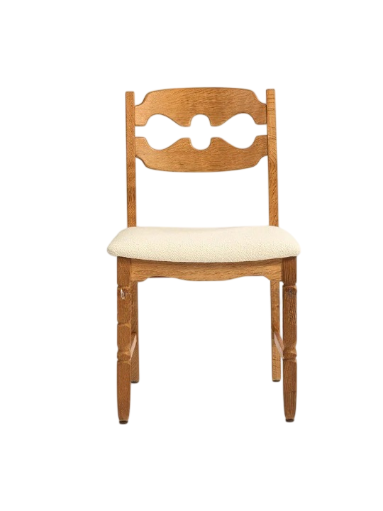 Mid-Century Solid Wood Dining Chair with Upholstered Seat