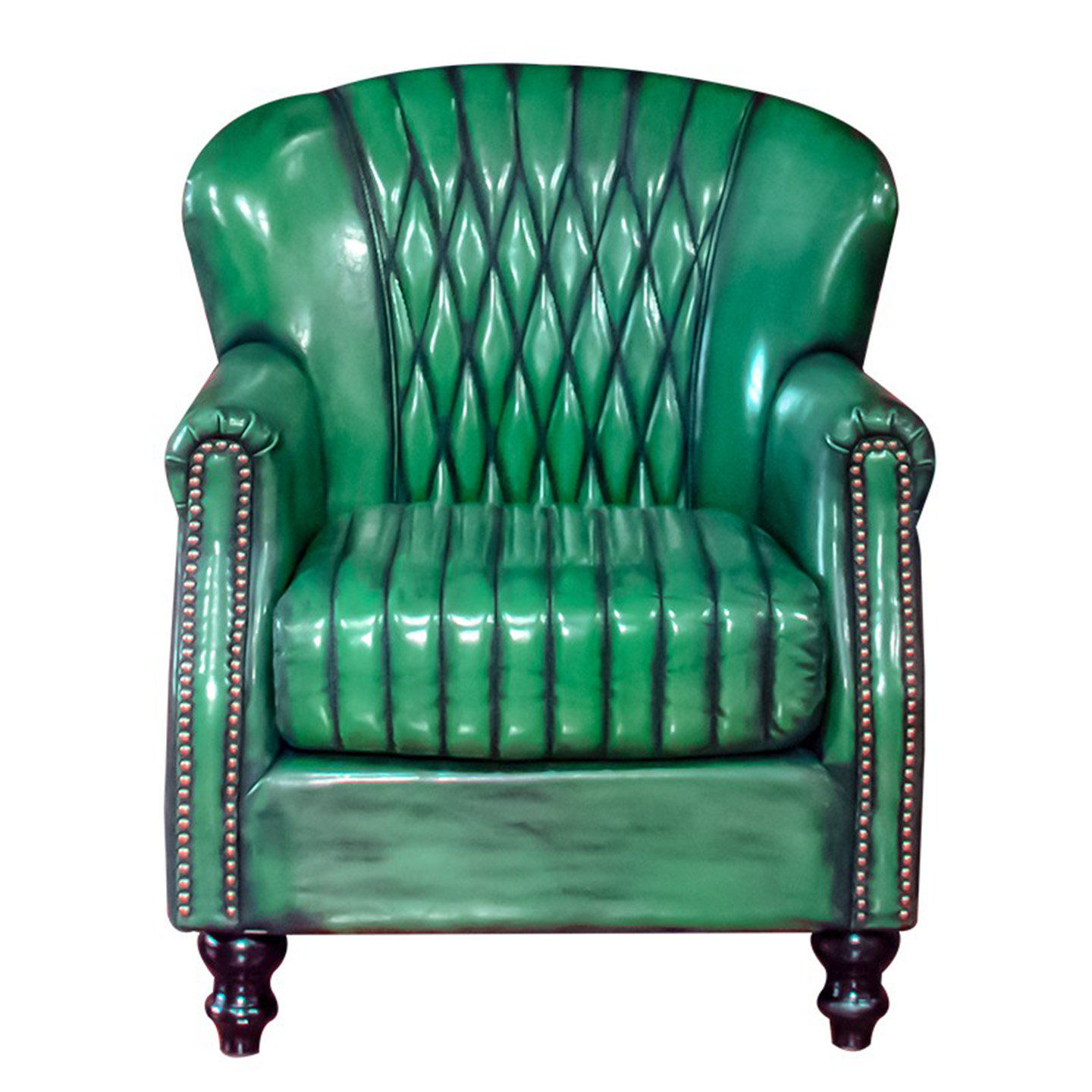 Vintage Leather Accent Chair, Upholstered Club Armchair with Nailhead Trim