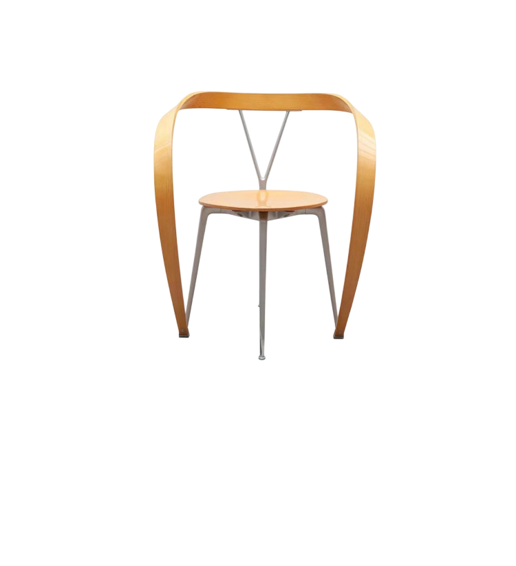 Modern Curved Solid Wood Dining Chair – Artistic Ribbon Back Accent Chair