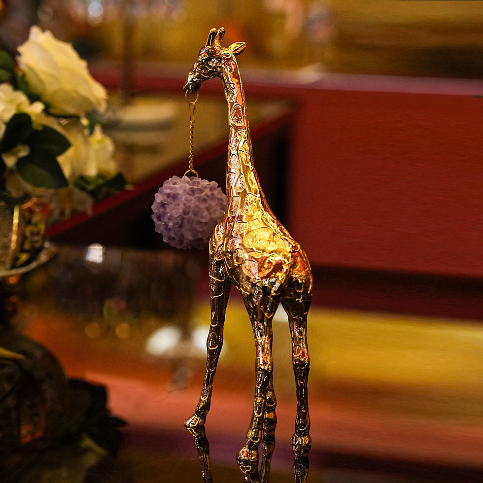 Thumbnail: Gold Giraffe Decorative Figurine with Crystal Accent, Modern Animal Sculpture 