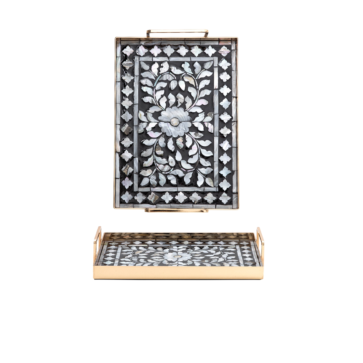 Luxury Mother of Pearl Decorative Tray Gold Vanity Serving Tray