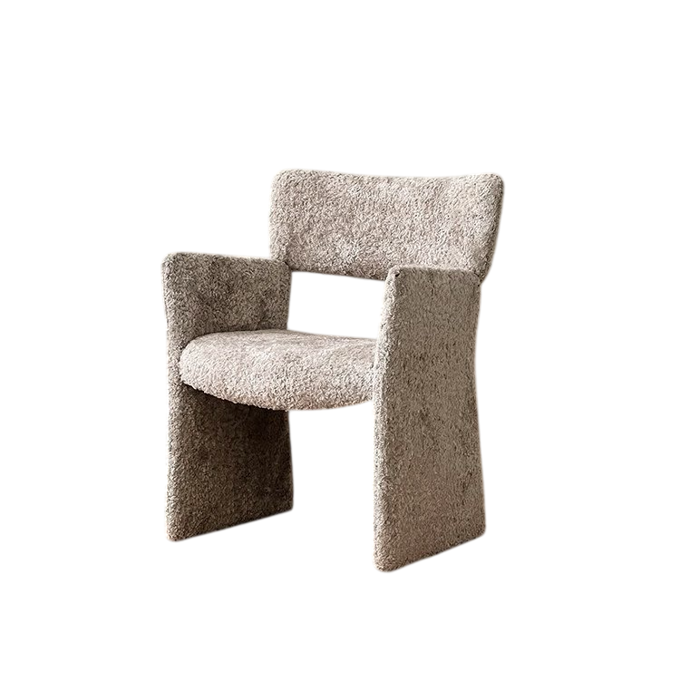 Modern Boucle Dining Chair Upholstered Accent Armchair Contemporary Vanity Chair