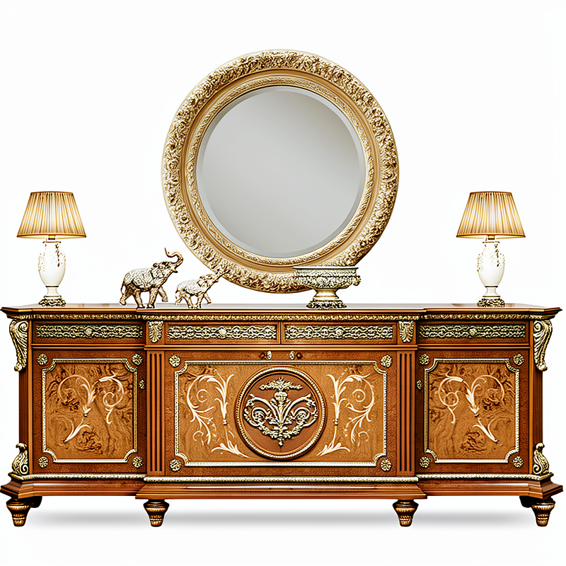 Luxury French Style Solid Wood Sideboard Cabinet