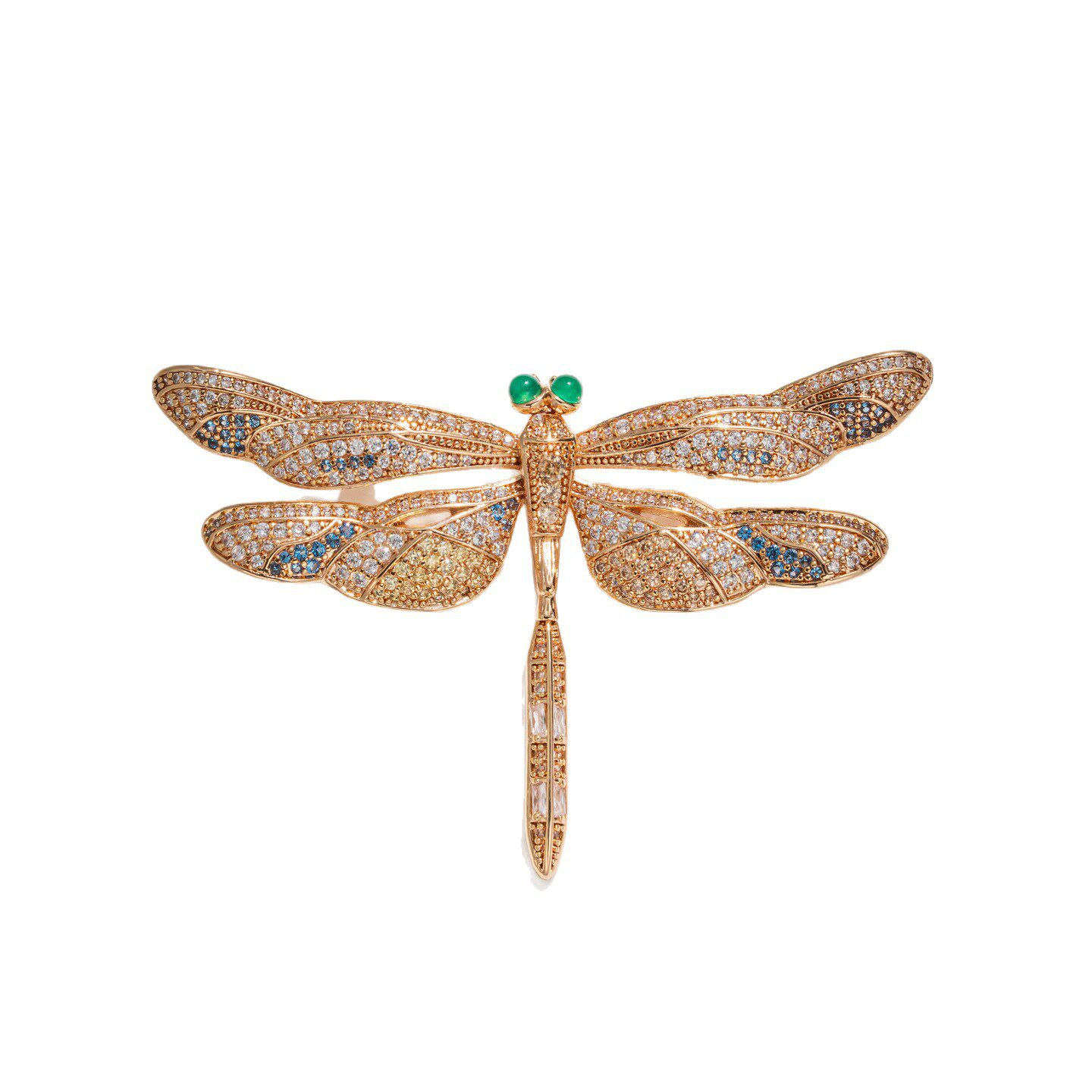 Luxury Dragonfly Brooch Pin Gold Tone Crystal Enamel Insect Brooch Vintage Style