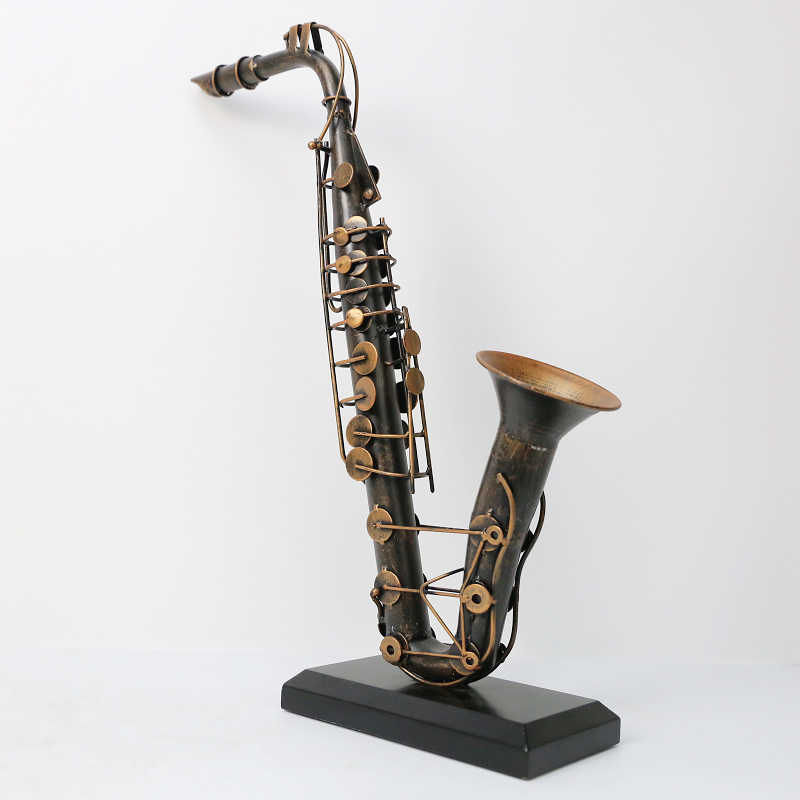 Vintage Saxophone Sculpture Metal Decorative Accent, Industrial Style
