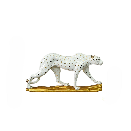 Luxury Walking Leopard Ceramic Figurine Gold Accent Panther Sculpture