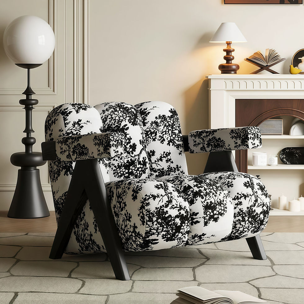 Thumbnail: Modern Abstract Accent Lounge Chair with Solid Wood Frame