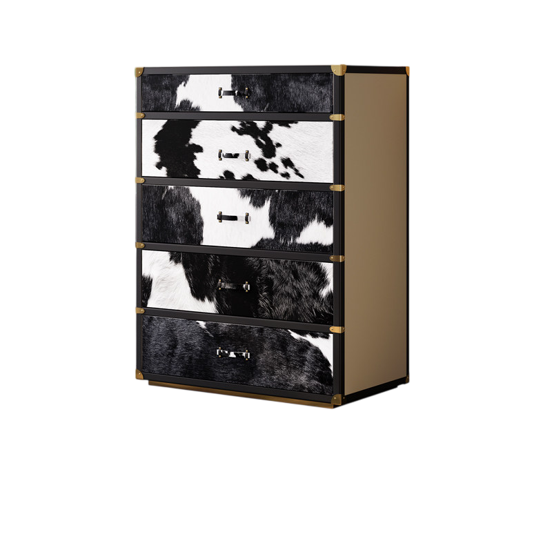 Luxury Cowhide Dresser Chest with 5 Drawers
