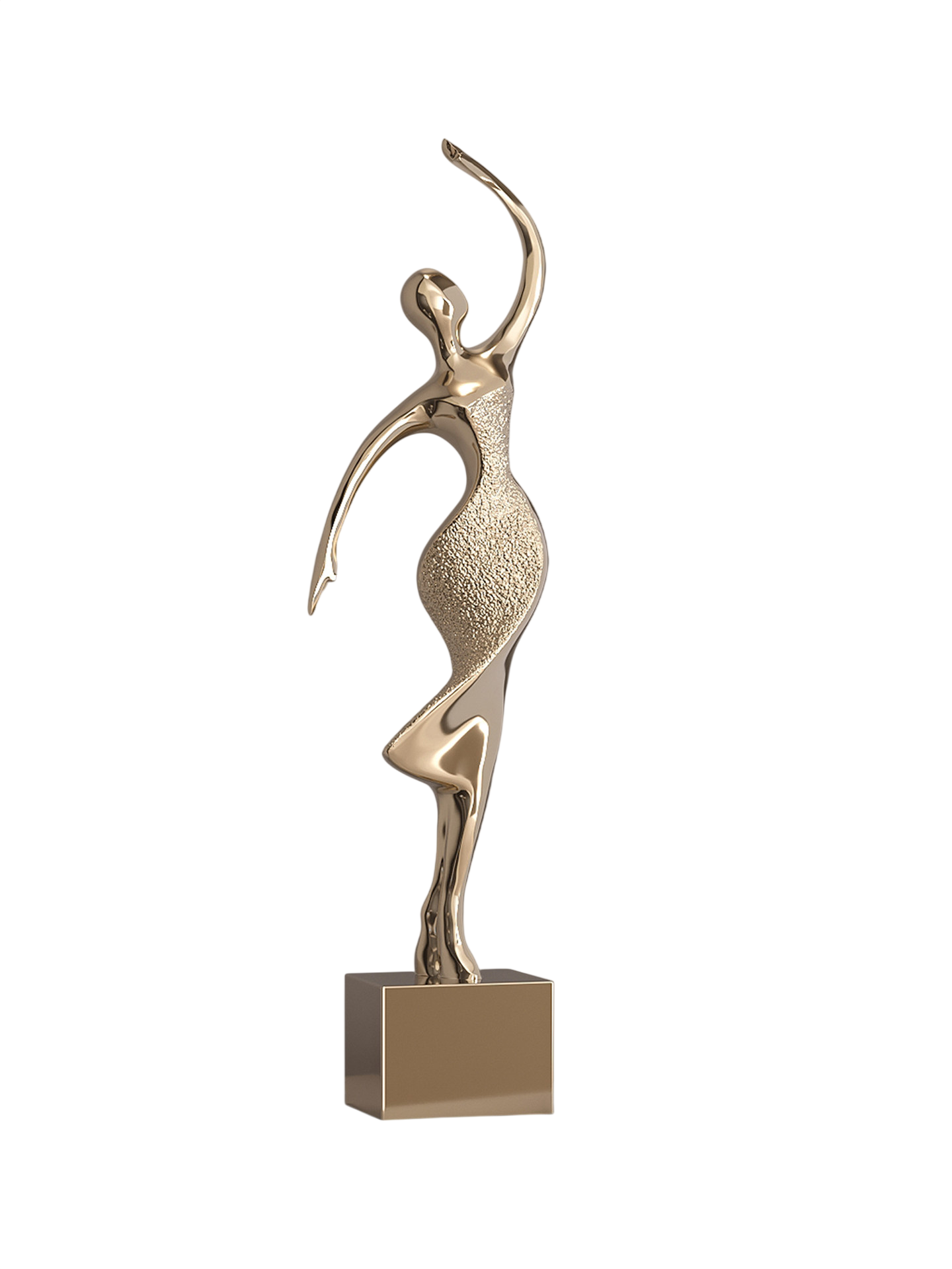 Modern Abstract Dancer Sculpture – Gold Resin Figurine