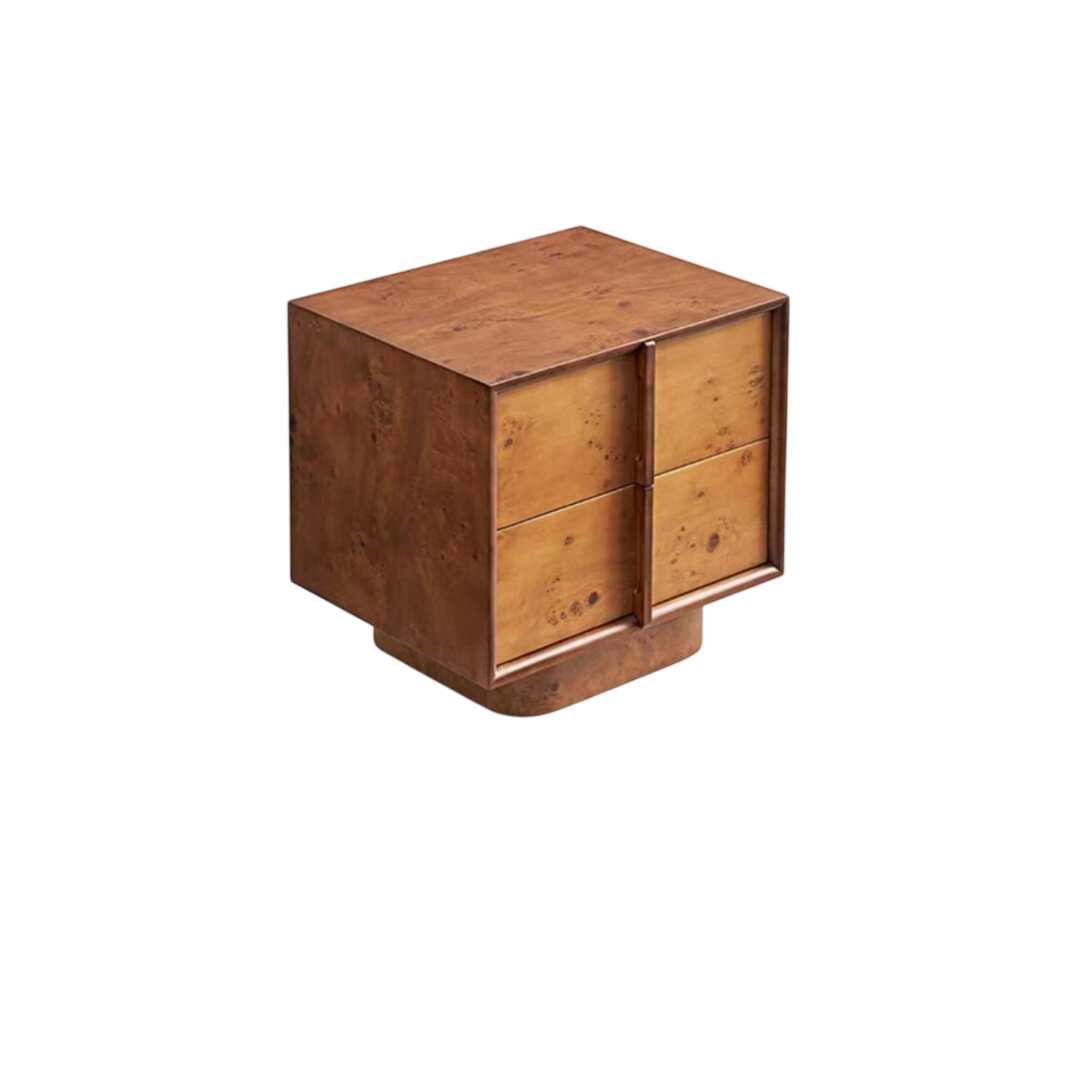 Mid Century Modern Wood Nightstand with 4 Drawers, Solid Wood Bedside Table