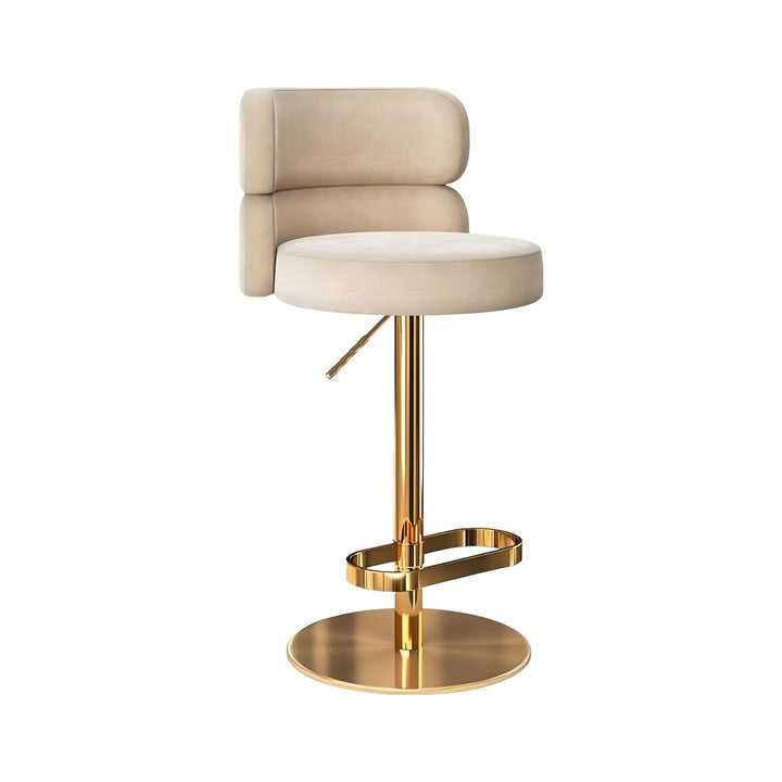 Adjustable Swivel Bar Stool with Backrest, Upholstered Counter Height Chair