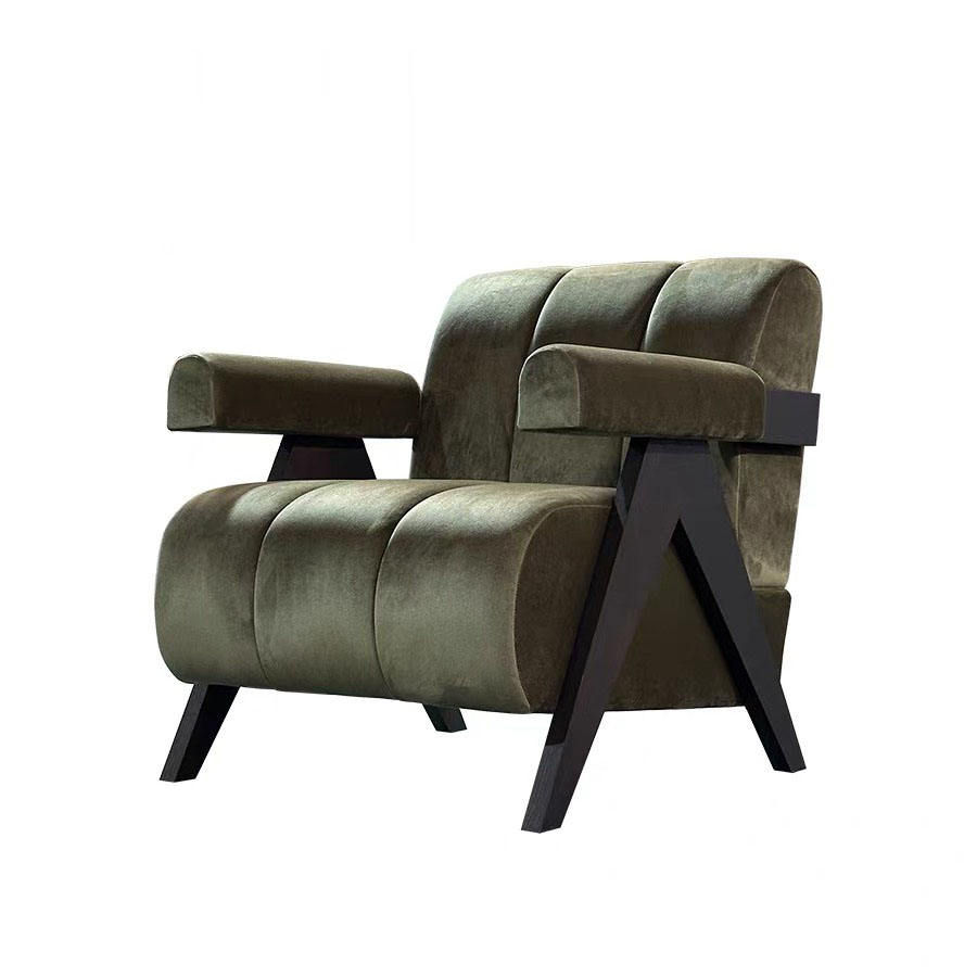 Thumbnail: Modern Abstract Accent Lounge Chair with Solid Wood Frame