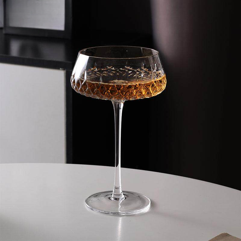 Thumbnail: Crystal Coupe Cocktail Glass Vintage Cut Stemware 350ml Elegant Champagne Glass