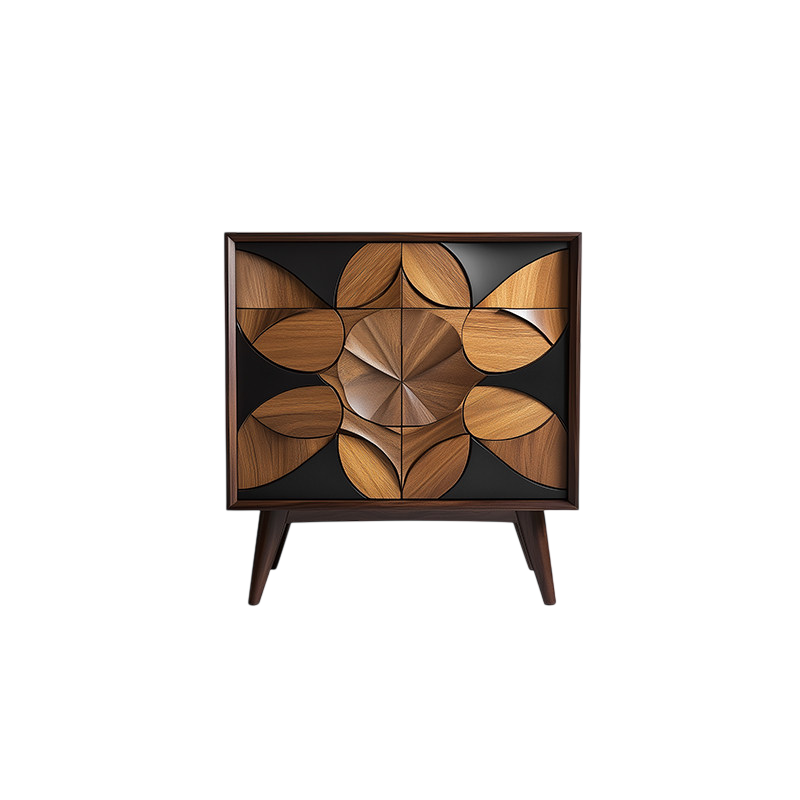 Modern Geometric Solid Wood Sideboard Cabinet