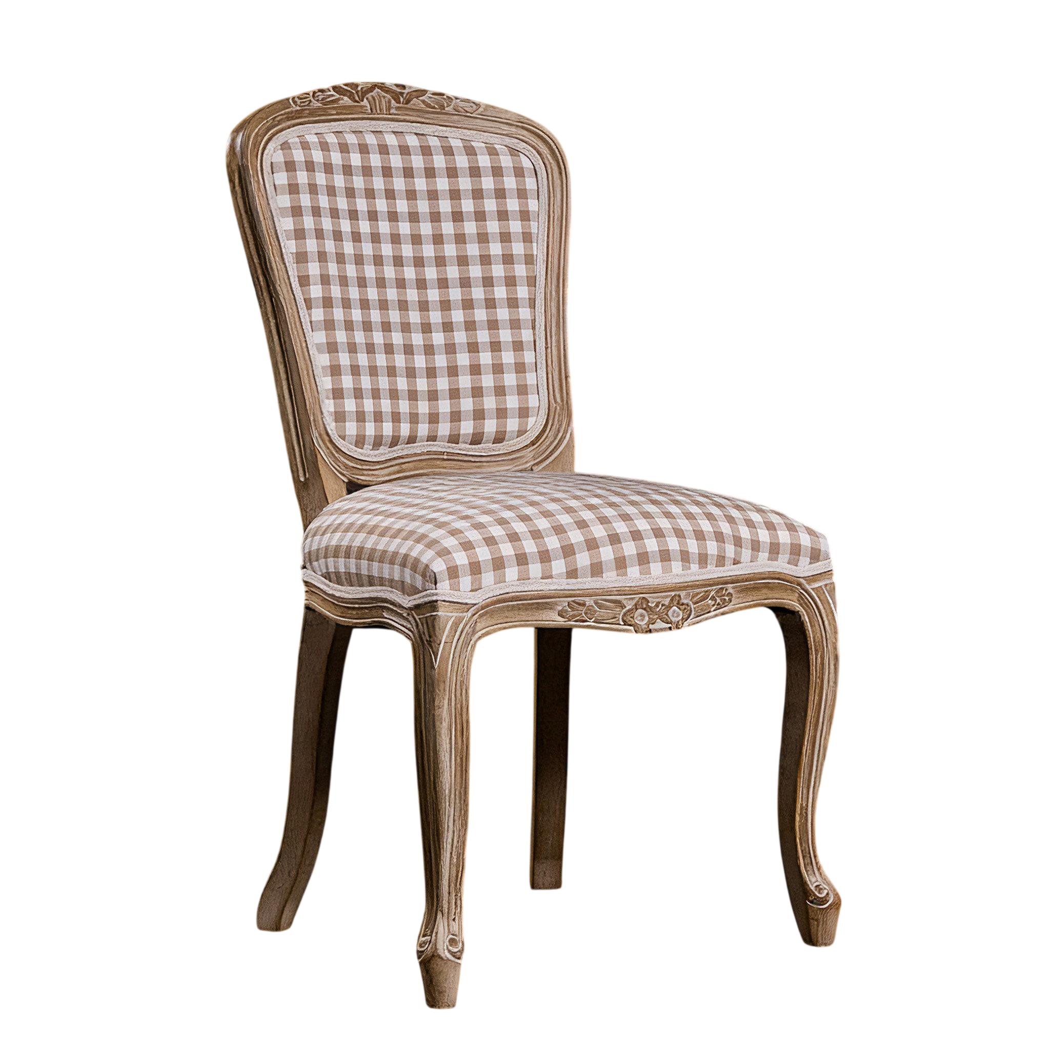 French Country Upholstered Dining Chair Solid Wood Vintage Side Chair