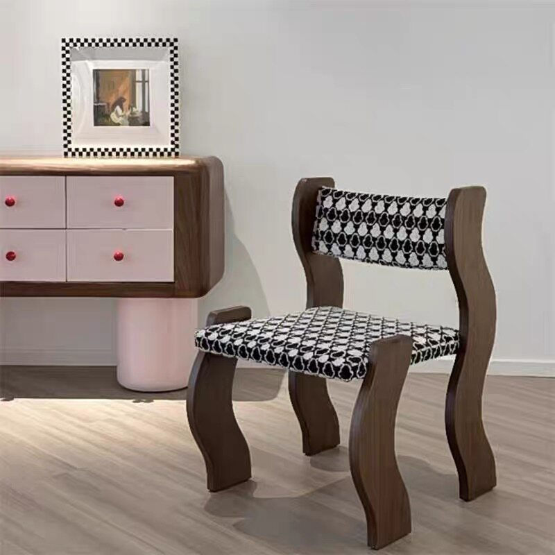 Thumbnail: Modern Sculptural Solid Wood Dining Chair, Artistic Wavy Accent Chair for Dining