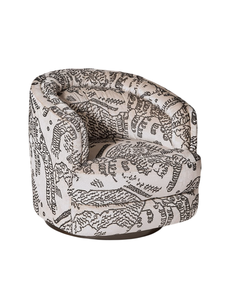 Modern Swivel Accent Chair with Velvet Upholstery, Patterned Lounge Armchair